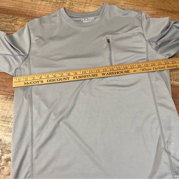 Men's Huk Icon X Long Sleeve Performance Shirt Chest Zipper Pocket Gray L - Picture 5 of 8